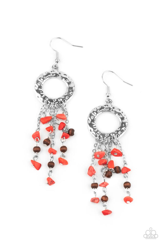 Primal Prestige Red Pebble Earring Paparazzi E0208