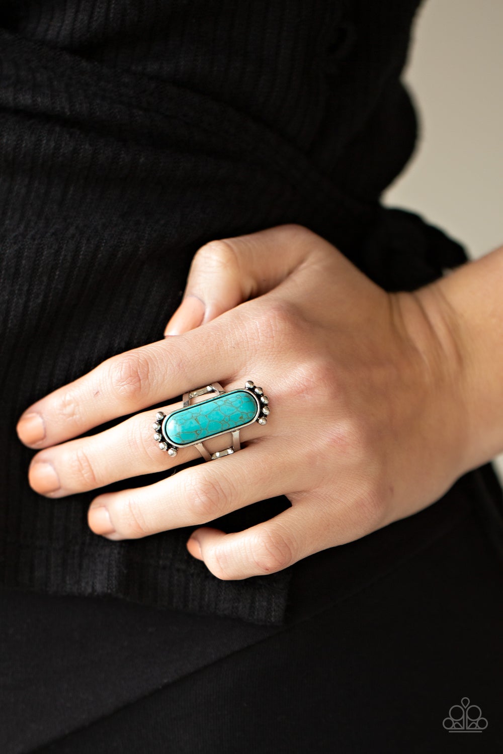 Ranch Relic Blue Turquoise Stone Santa Fe Style Ring Paparazzi R0189