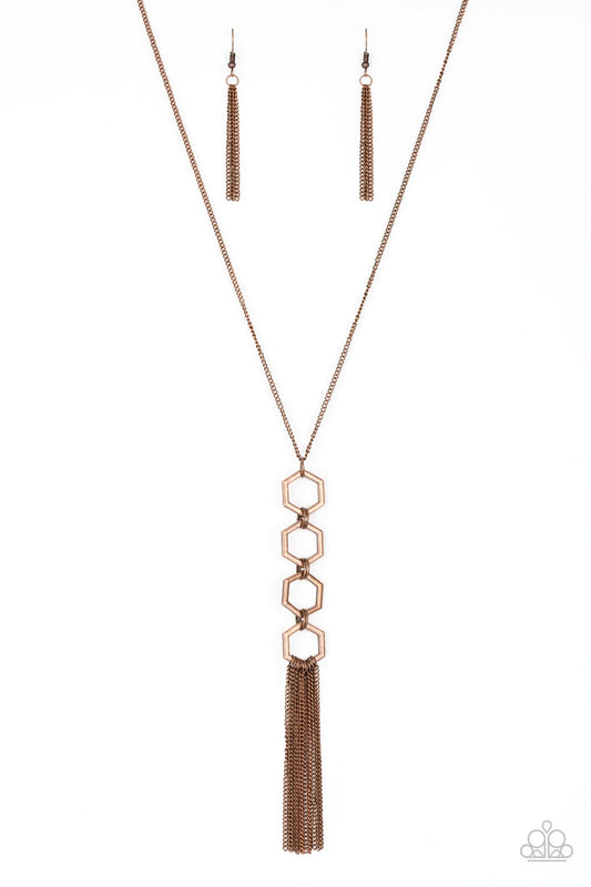 Ready, Set, GEO! Copper Hexagon Frame Necklace Paparazzi N0222