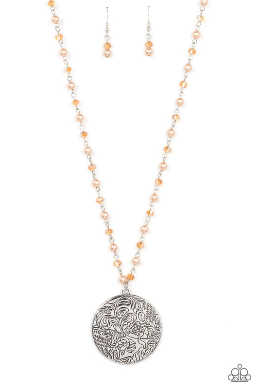 Secret Cottage Brown Floral Motif Necklace Paparazzi N1196