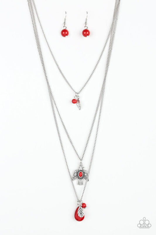Soar With The Eagles Red Necklace Paparazzi N0184