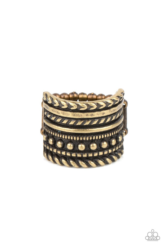 Stacked Odds Brass Ring Paparazzi R0199