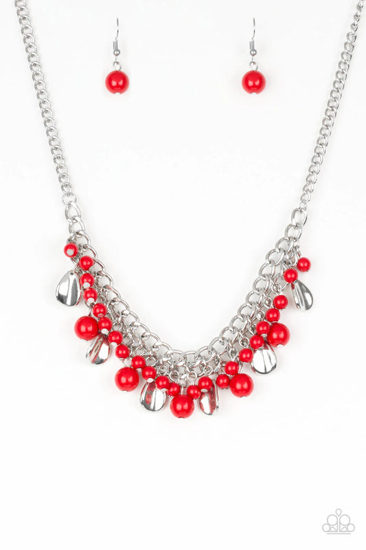 Summer Showdown Red Teardrop Necklace Paparazzi N0052