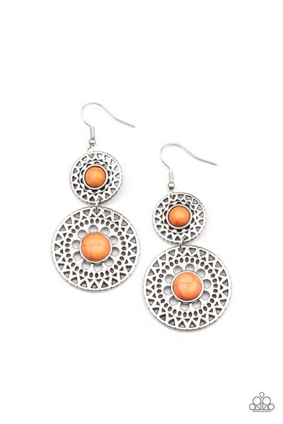 Sunny Sahara Orange Stone Santa Fe Style Earring Paparazzi E0245