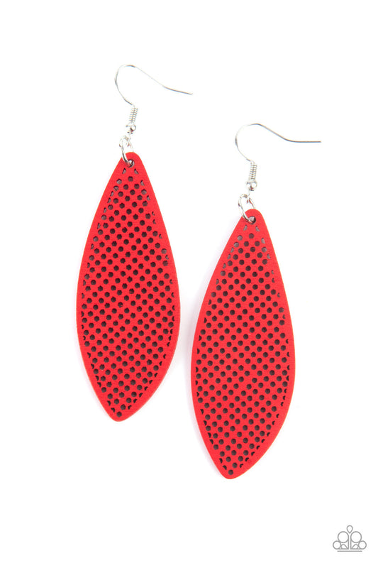 Surf Scene Red Wood Earring Paparazzi E0122