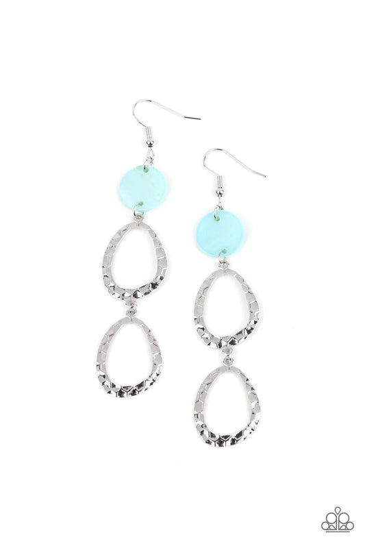Surfside Shimmer Blue Shell Asymmetrical Earring Paparazzi E0083
