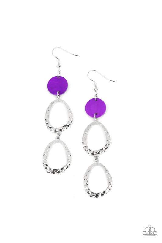 Surfside Shimmer Purple Shell Disc Earring Paparazzi E0209