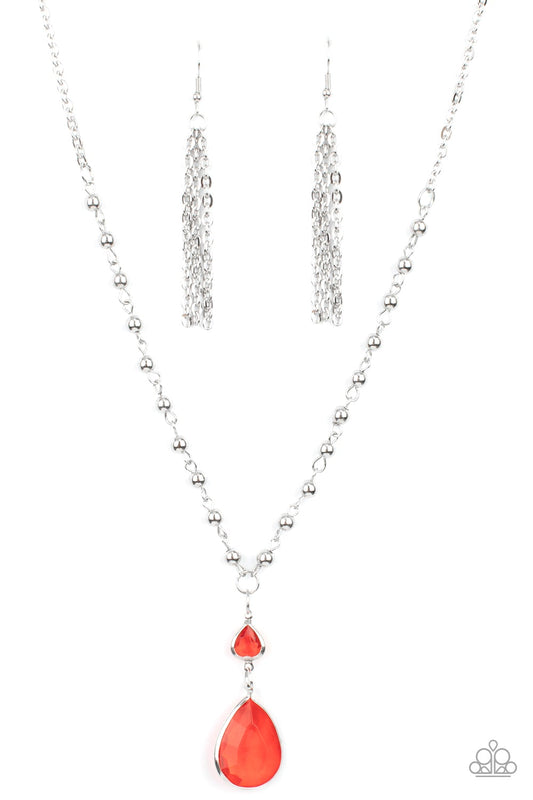 Titanic Splendor Red Teardrop Gem Necklace Paparazzi N0568