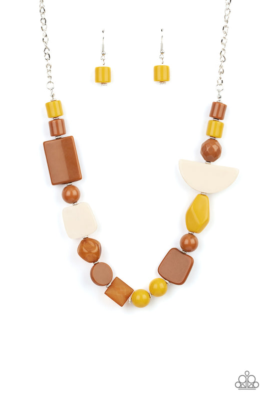 Tranquil Treadsetter Yellow Necklace Paparazzi N0520