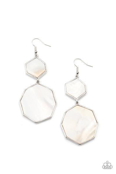 Vacation Glow White Earring Paparazzi E0286