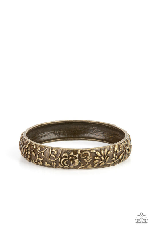 Victorian Meadow Brass Bangle Bracelet Paparazzi B0274