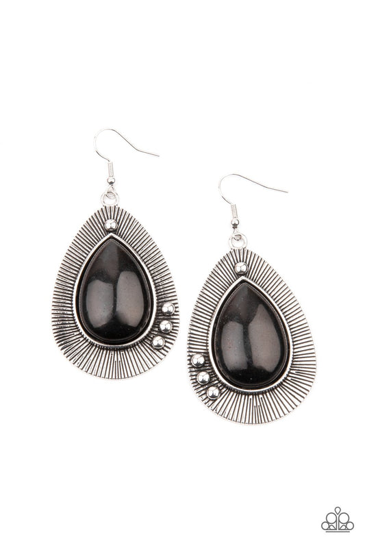 Western Fantasy Black Earring Paparazzi E0143