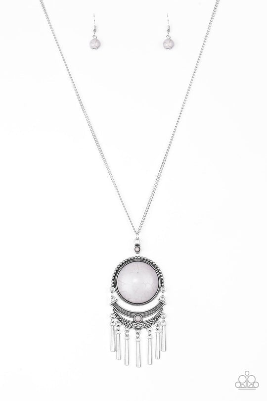 Rural Rustler White Cracked Stone Necklace Paparazzi N0504
