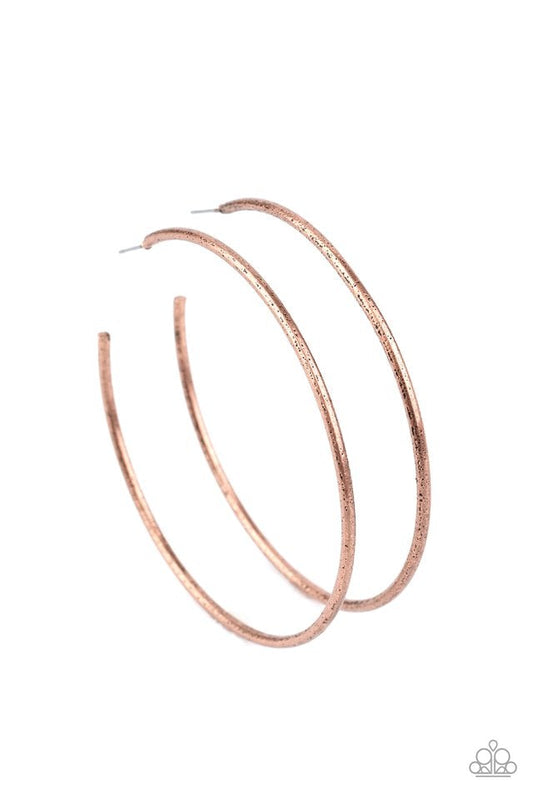 Rustic Roundabout Copper Hoop Earring Paparazzi E0034