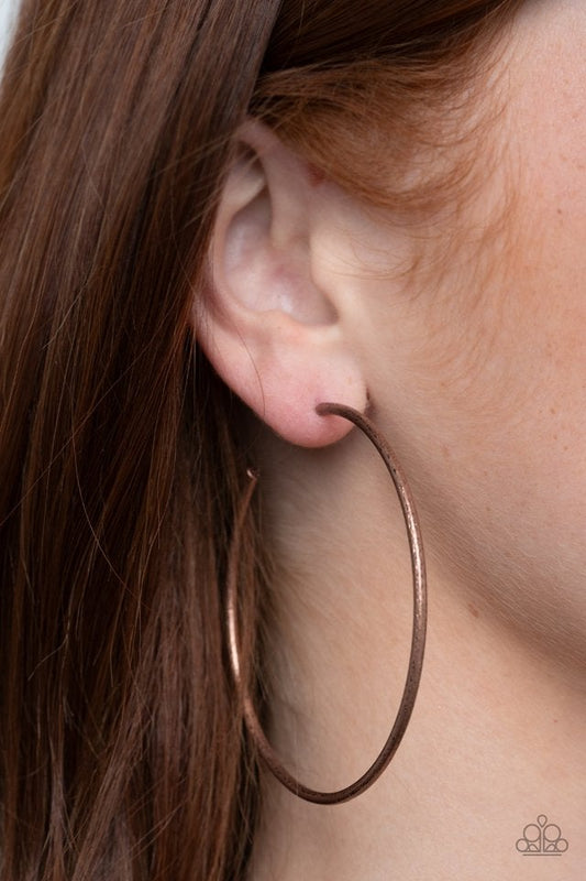 Rustic Roundabout Copper Hoop Earring Paparazzi E0034