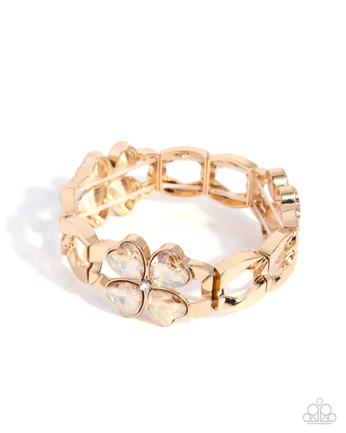 Paparazzi Chic Clover - Gold 4 Leaf Clover Bracelet February 2026 Life Of The Party B2619