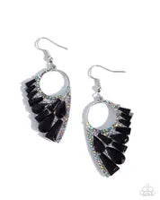 Paparazzi Powerful Pageantry - Black Gem Iridescent Rhinestone Silver Earring Gimme the Glitz 2026 #16 Exclusive E3363