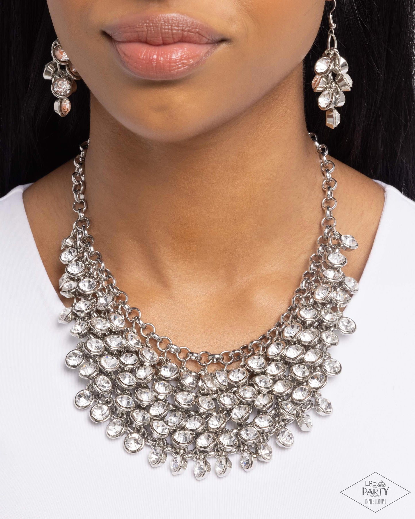 The Shannon White Gem Life Of The Party Empire Diamond Encore ZI Necklace Paparazzi