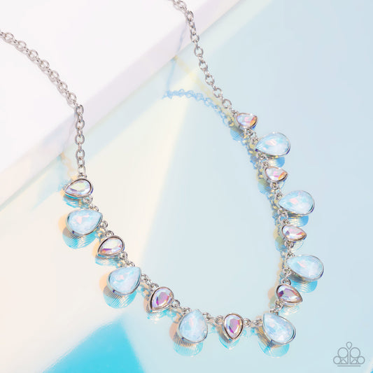 Summer Season Blue - Light Blue & Iridescent Teardrop Necklace Paparazzi N2391