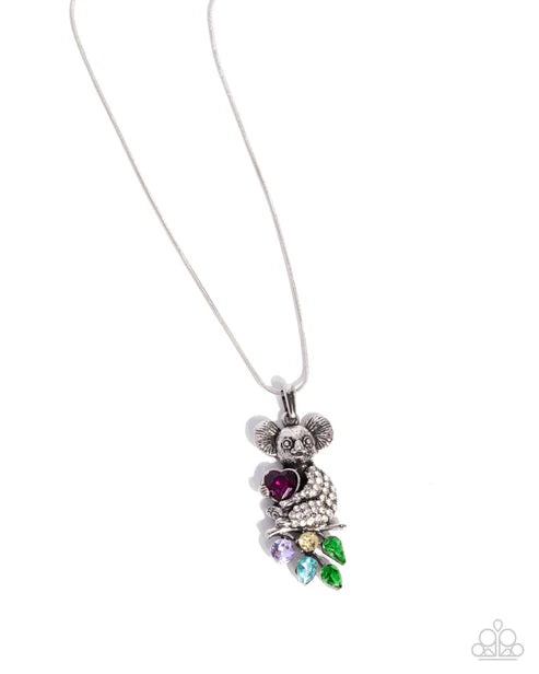 Koala Knockout Multicolored Fuchsia Heart Necklace 2025 Summer Party Pack Paparazzi N3340