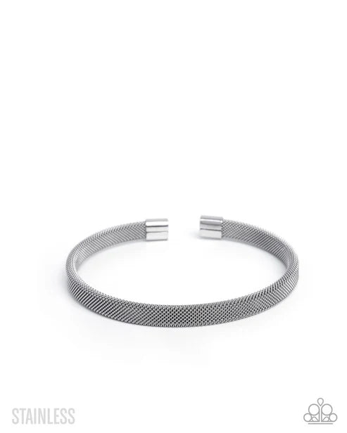 Stainless Surety Silver Stainless Steel Mesh Chain Cuff 2025 Summer Party Pack Bracelet Paparazzi B2263