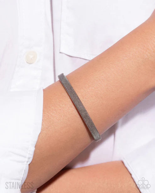 Stainless Surety Silver Stainless Steel Mesh Chain Cuff 2025 Summer Party Pack Bracelet Paparazzi B2263