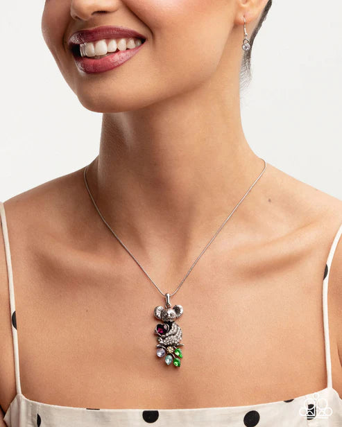Koala Knockout Multicolored Fuchsia Heart Necklace 2025 Summer Party Pack Paparazzi N3340