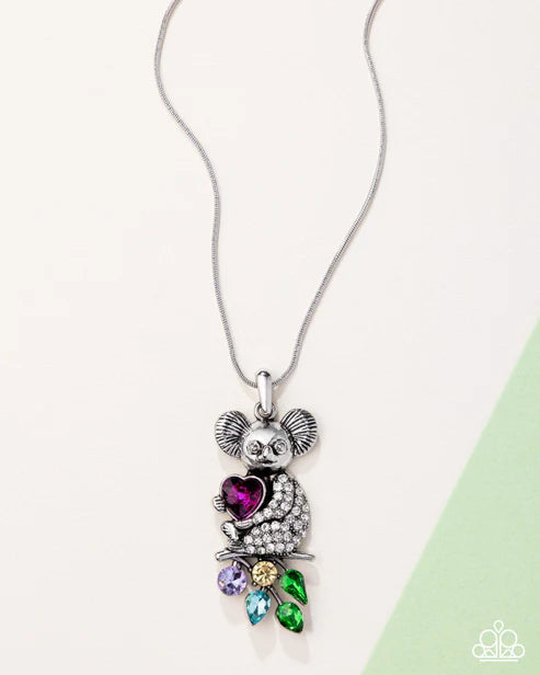 Koala Knockout Multicolored Fuchsia Heart Necklace 2025 Summer Party Pack Paparazzi N3340