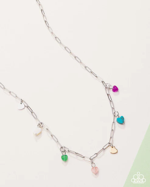 Determined Date Night Multicolored Dainty Heart Necklace 2025 Summer Party Pack Paparazzi N3355