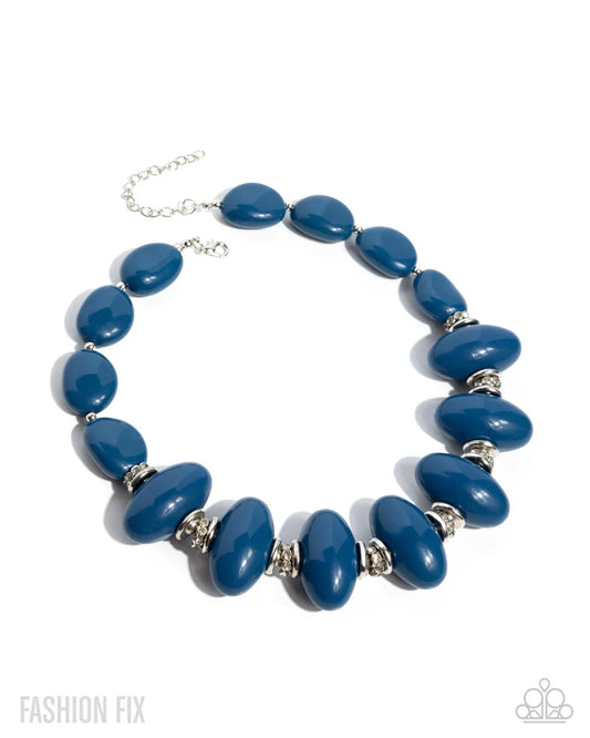 Paparazzi Tangible Tradition - Blue Bead Silver Necklace - Glimpses Of Malibu November 2025 - Fashion Fix N3753