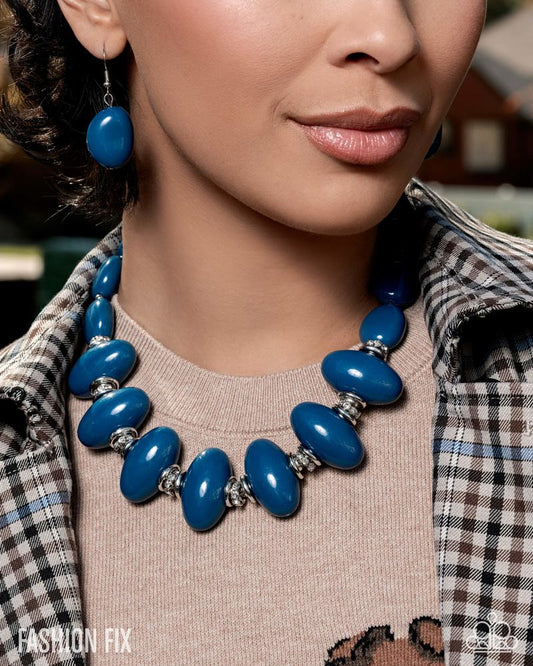 Paparazzi Tangible Tradition - Blue Bead Silver Necklace - Glimpses Of Malibu November 2025 - Fashion Fix N3753