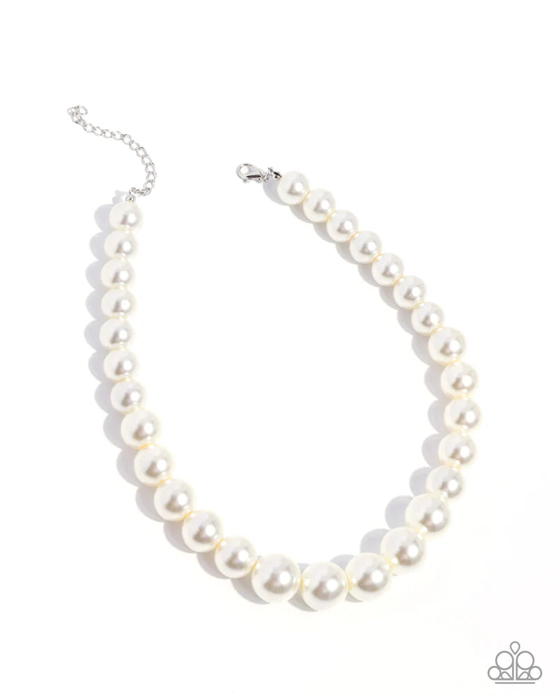 Paparazzi Eternal Empire - White Pearl Necklace April 2026 Life of the Party N4022