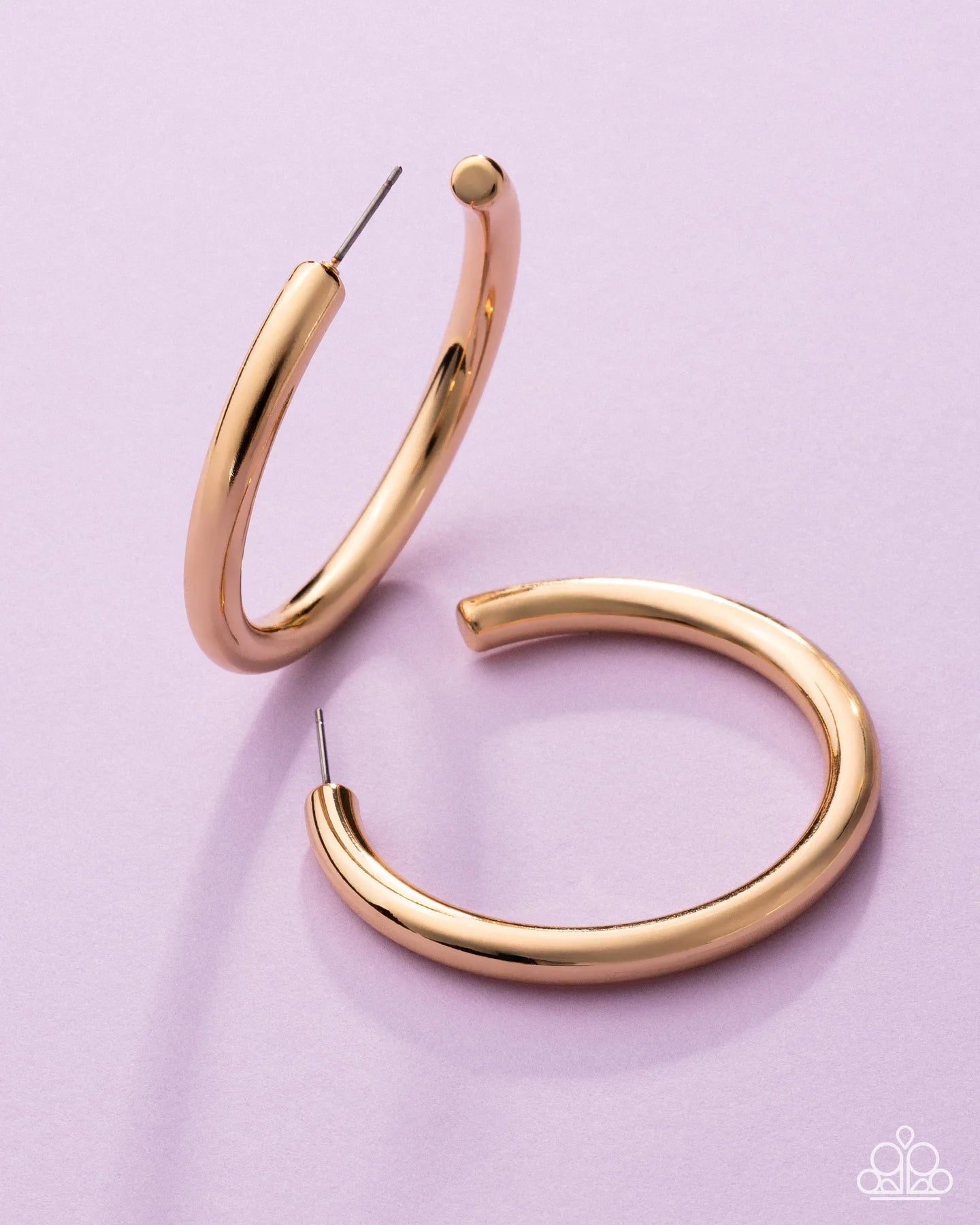 Paparazzi Sinuous Sheen - Gold High Sheen 2 Inch Hoop Earrings Life of the Party March 2026 E3377]