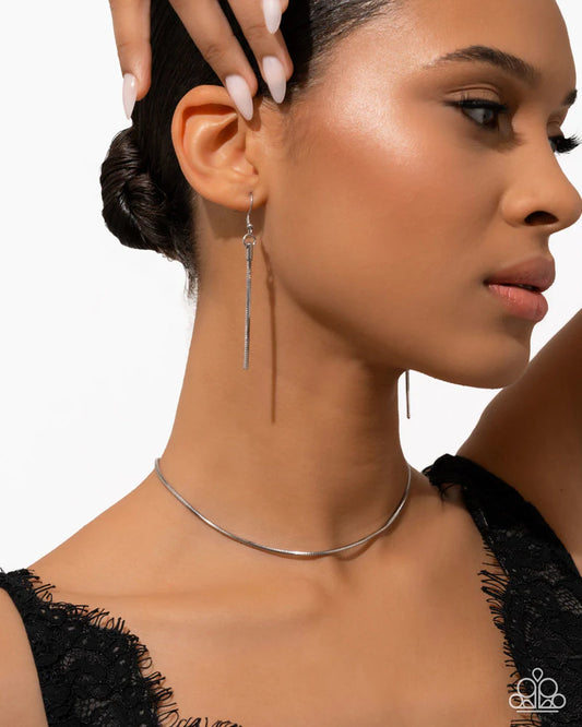 Paparazzi Coiled Celebration - Silver Stainless Steel Choker Necklace June 2026 Life Of The Party
