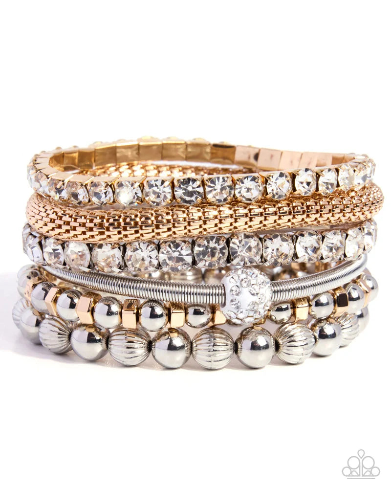 Paparazzi Festive Fashion Multi Gold Silver Set Of 6 Stretch Bracelets Life Of The Party September 2026