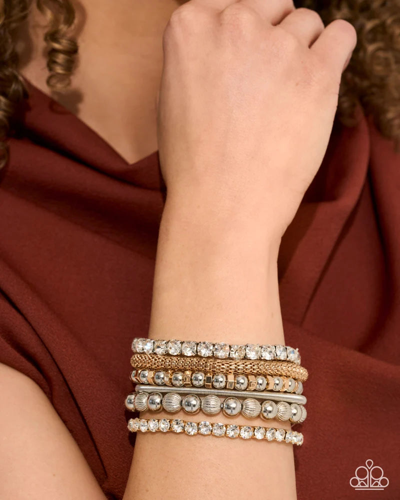 Paparazzi Festive Fashion Multi Gold Silver Set Of 6 Stretch Bracelets Life Of The Party September 2026