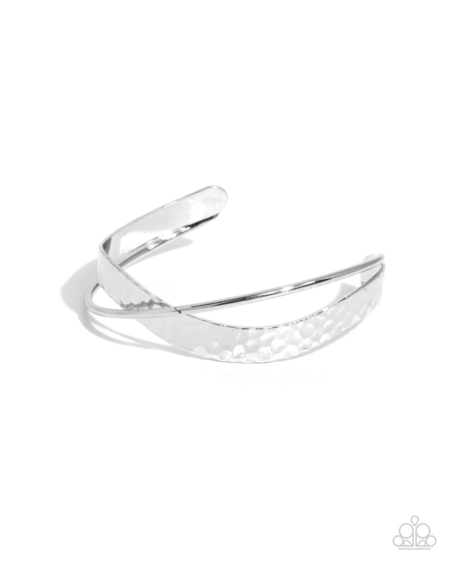 Paparazzi Wandering Waves - Silver Hammered Crisscross Cuff Bracelet