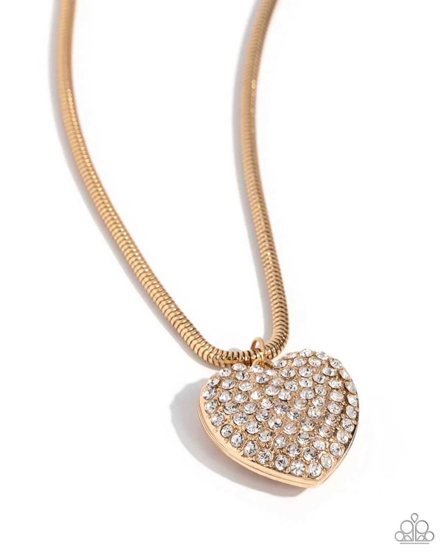 Sequined Sweetheart Gold Necklace Selfie September Paparazzi N2022