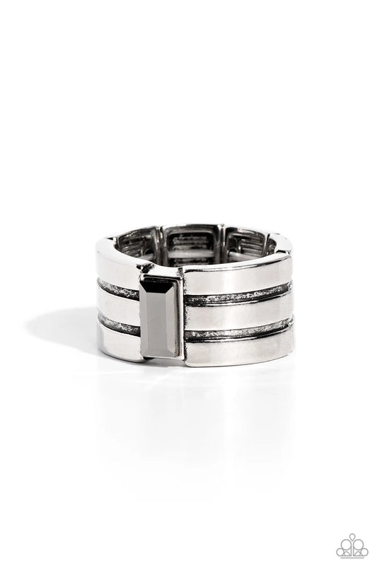 Paparazzi Champions Club - Silver Hematite Men's Ring R1240