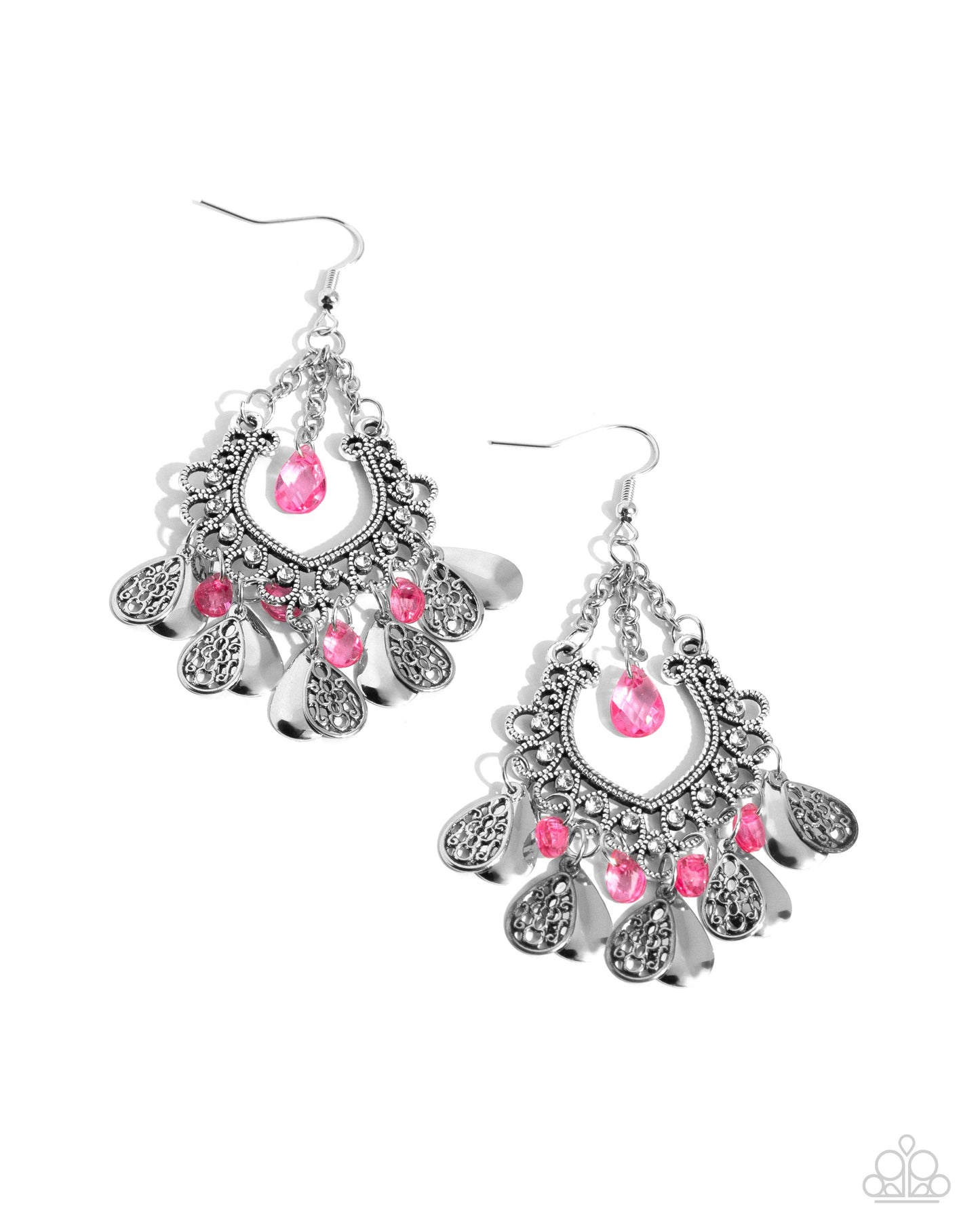 Musical Gardens - Pink Crystal Teardrop Earring Paparazzi E2020