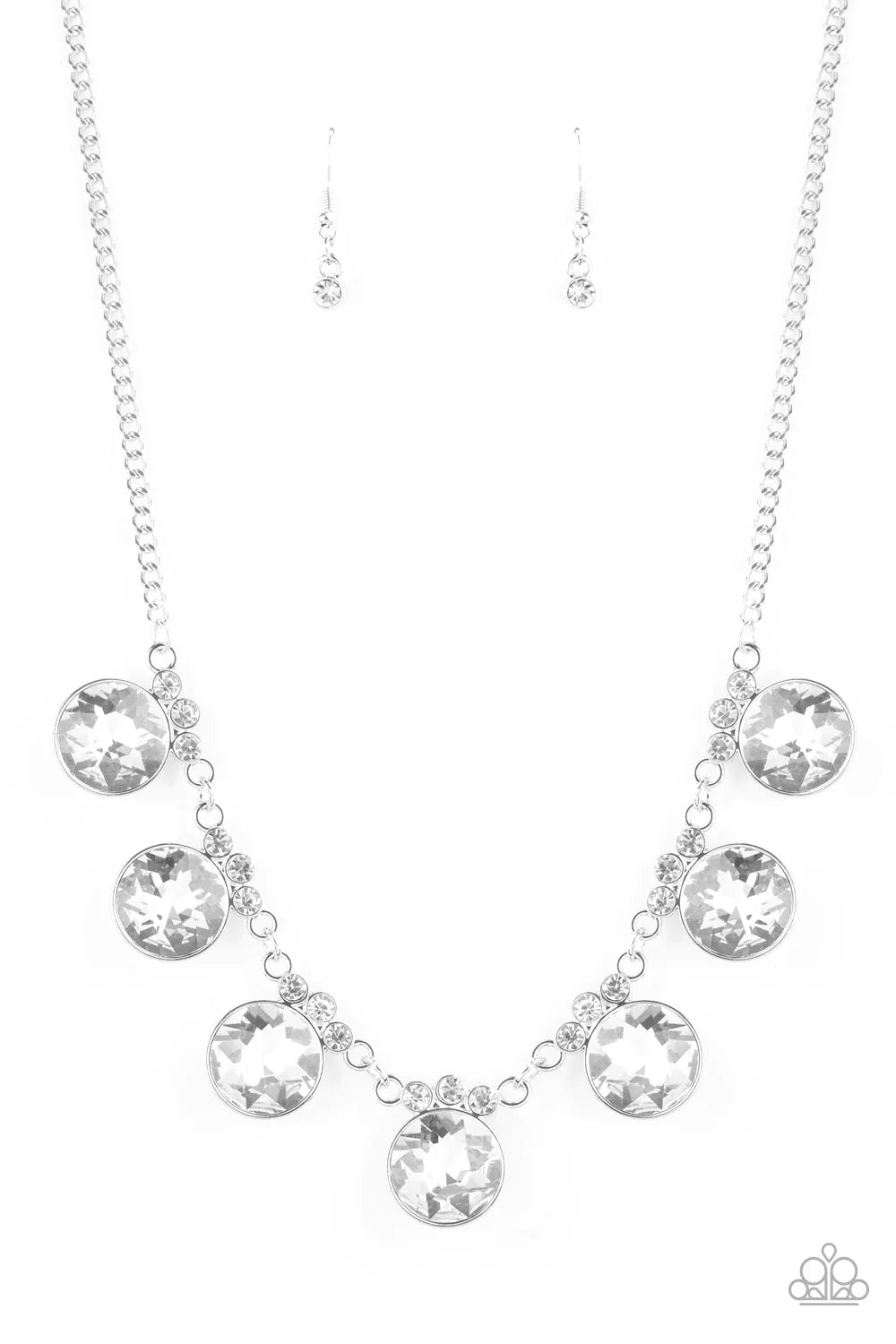 GLOW-Getter Glamour White Rhinestone Gem Necklace Paparazzi N2004