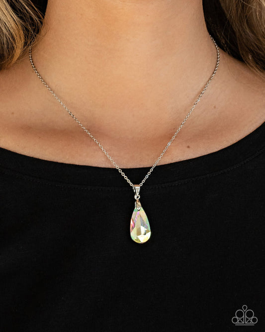 Paparazzi Optimized Opulence - Multi Iridescent Teardrop Gem Necklace N4056