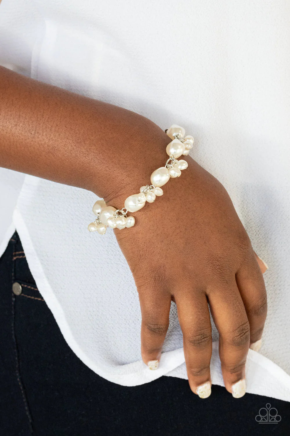 Imperfectly Perfect White Pearl Bracelet B0024