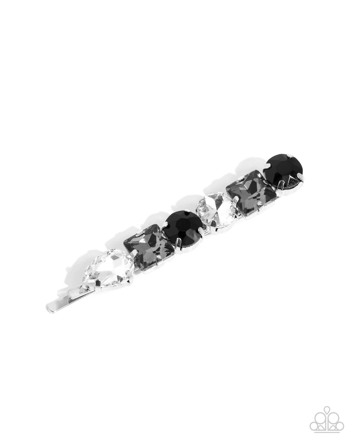 Emblazoned Elegance Black, Smoky & White Gem Bobby Pin Style Hair Clip Paparazzi H0185