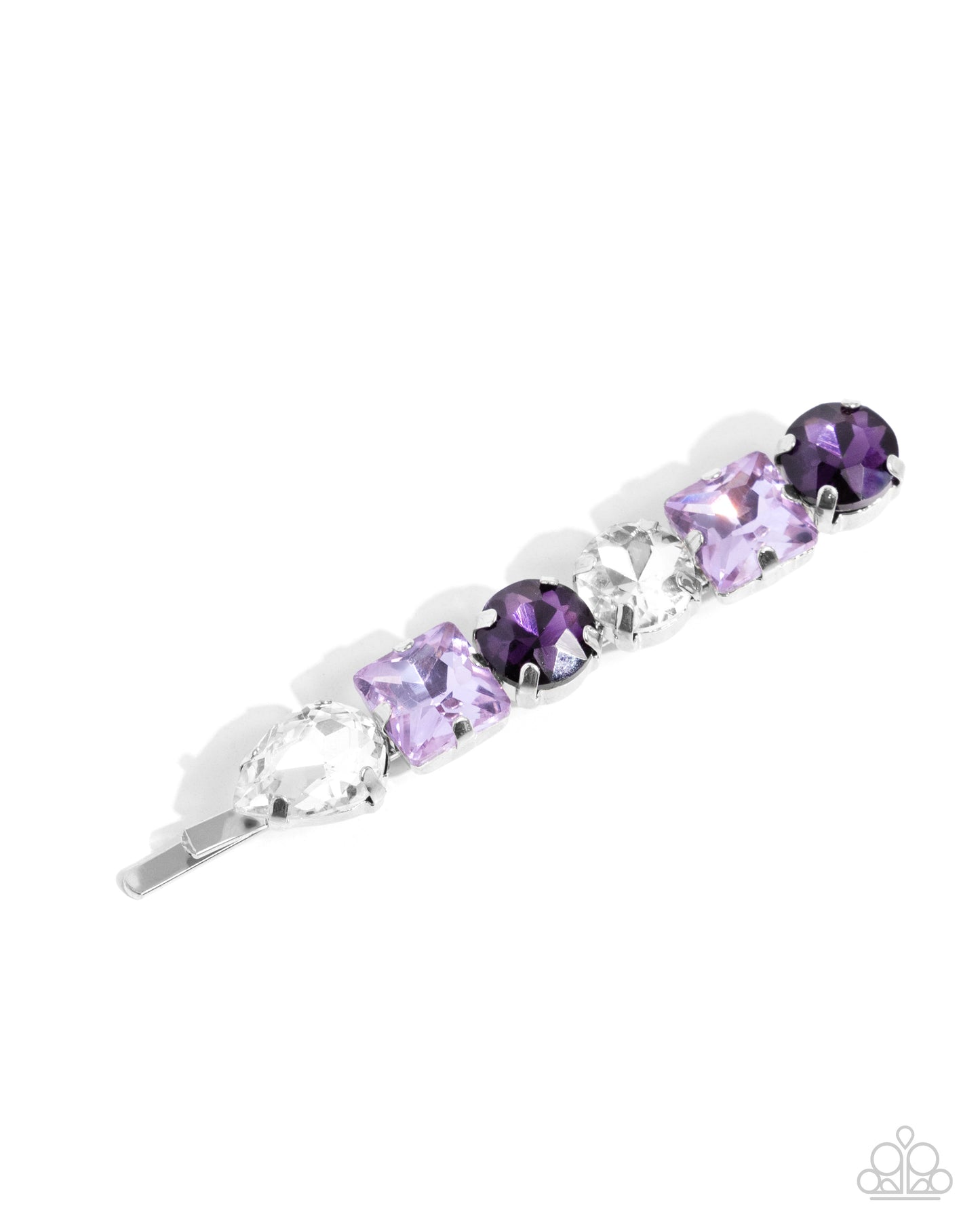 Emblazoned Elegance - Purple, Light Purple, White, Dark Purple Rhinestone Bobby Pin Style Hair Clip Paparazzi H0176