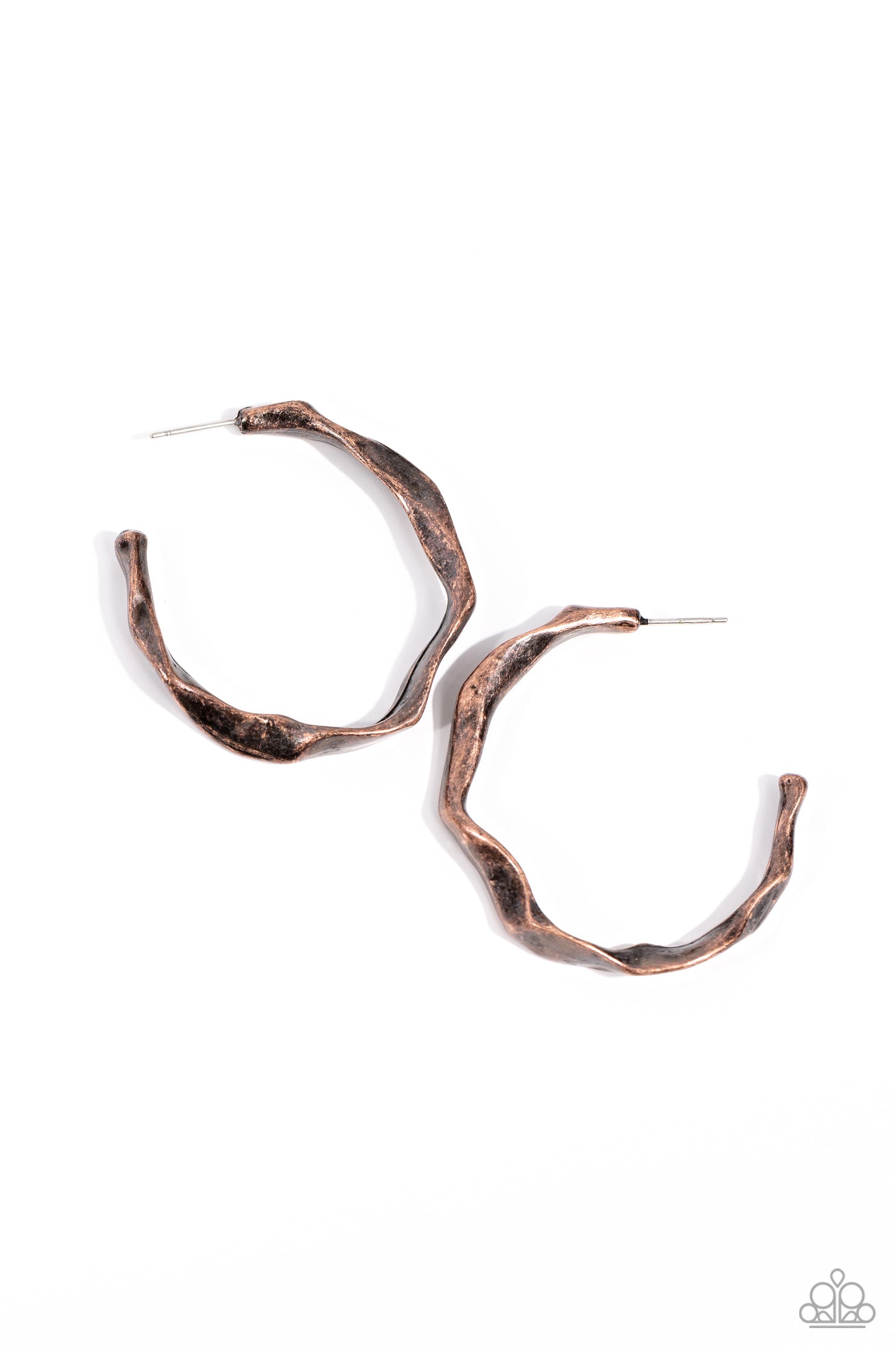 Coveted Curves - Copper 1 1/2 Inch Hammered Hoop Earring Paparazzi E1954