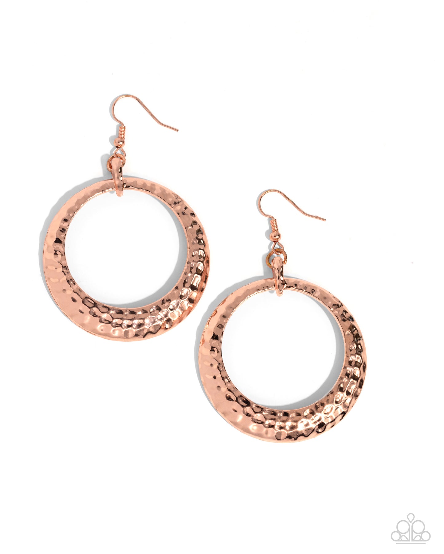 Gallery Gear - Copper - Shiny Copper Hammered Frame Earring Paparazzi E1972