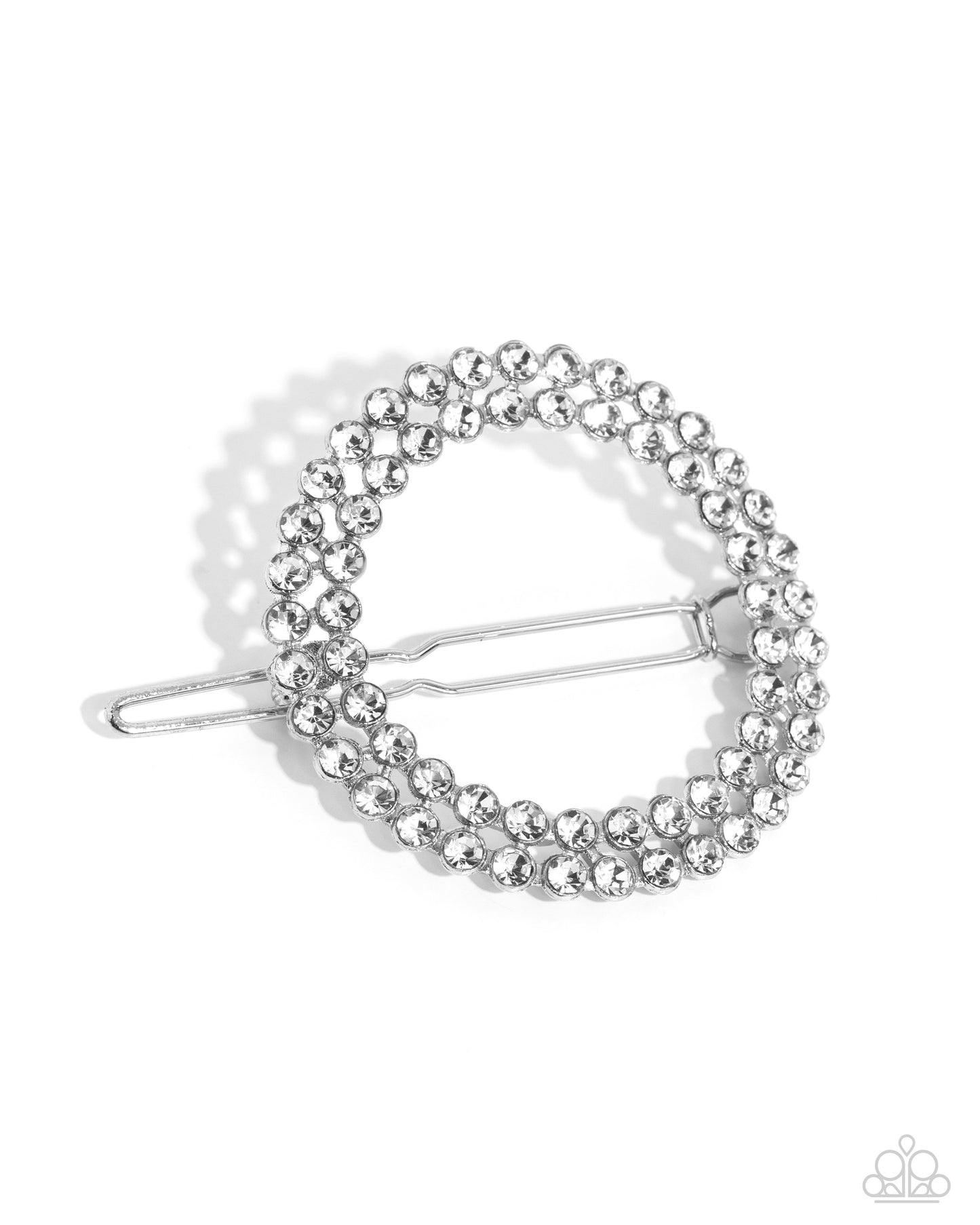 Inner CIRCLET - White Rhinestone Hair Barrette Paparazzi H0135