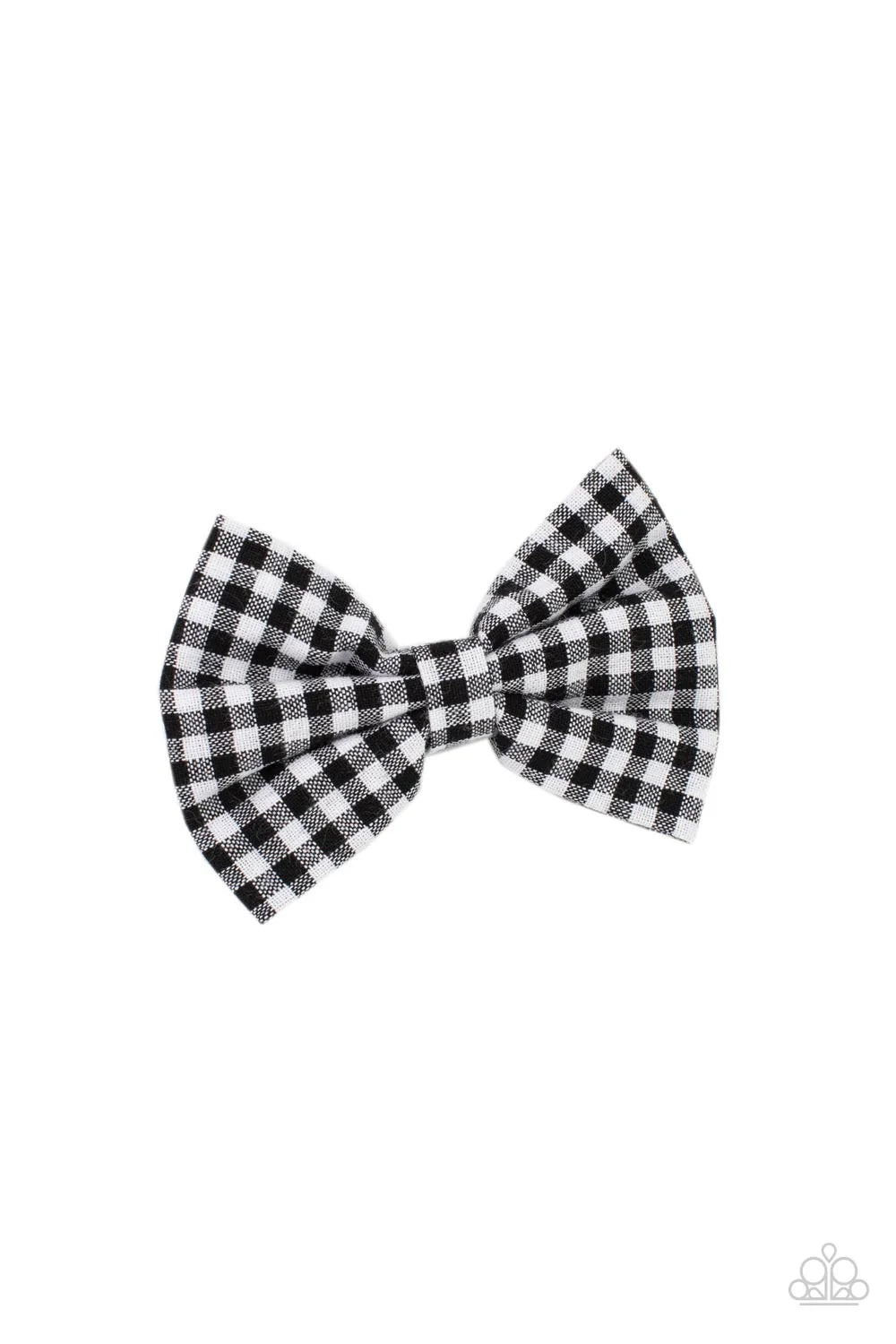 Gingham Grove Black Fabric Hair Clip Paparazzi H0134