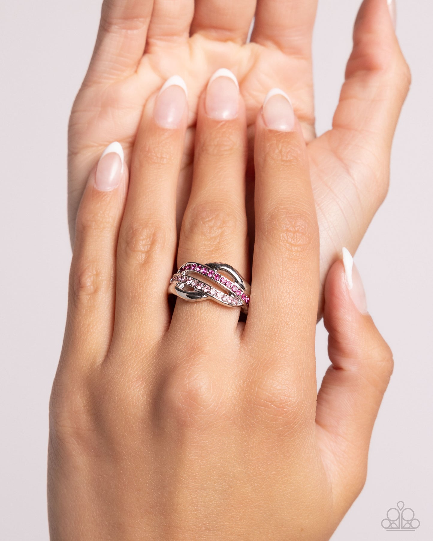 Paparazzi Daintily Dreamy - Pink Light & Dark Pink Rhinestone Ring R1322